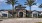 a building with palm trees and a brick driveway
